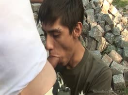 Schoolboy get fucked from mature soldier